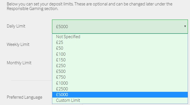 Betway Deposit Limits