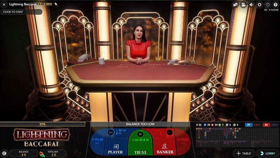 888 Casino Live Baccarat