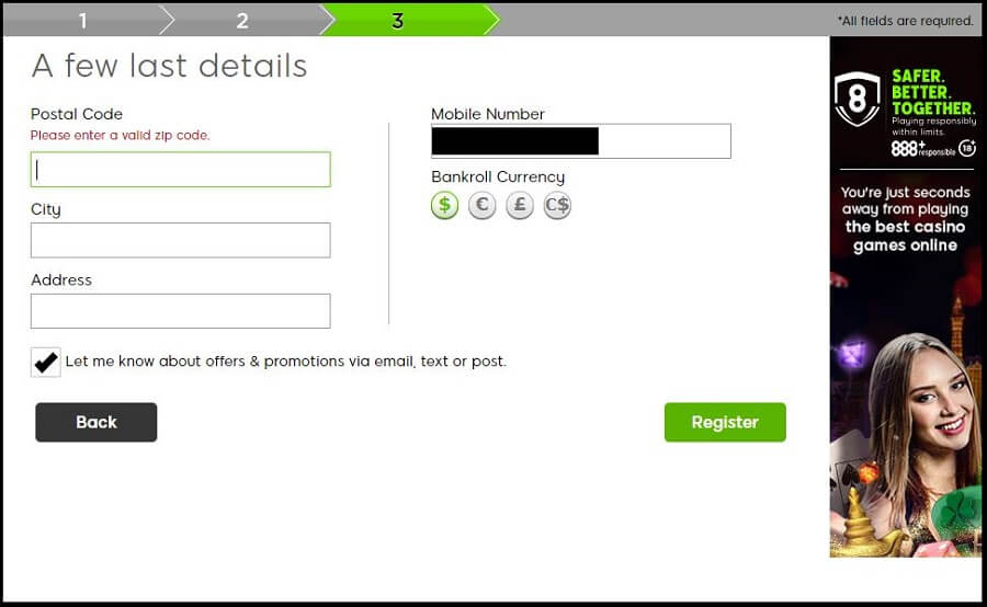 888 Casino Registration 4