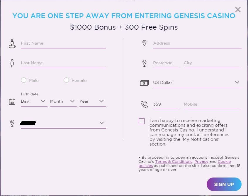 Genesis Casino Registration 3