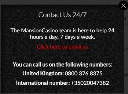 Mansion Casino Contact