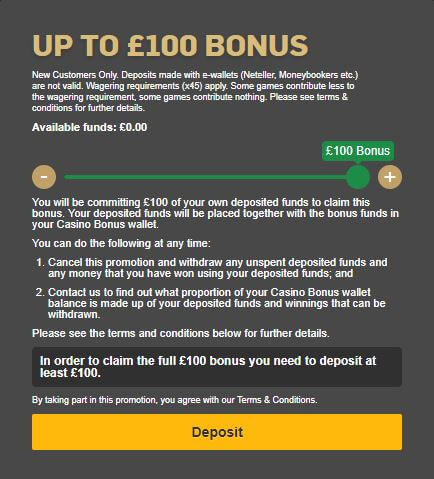 Betfair Casino Welcome Bonus