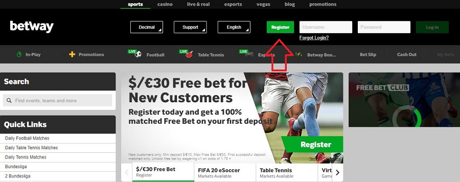 Betway Registration 1