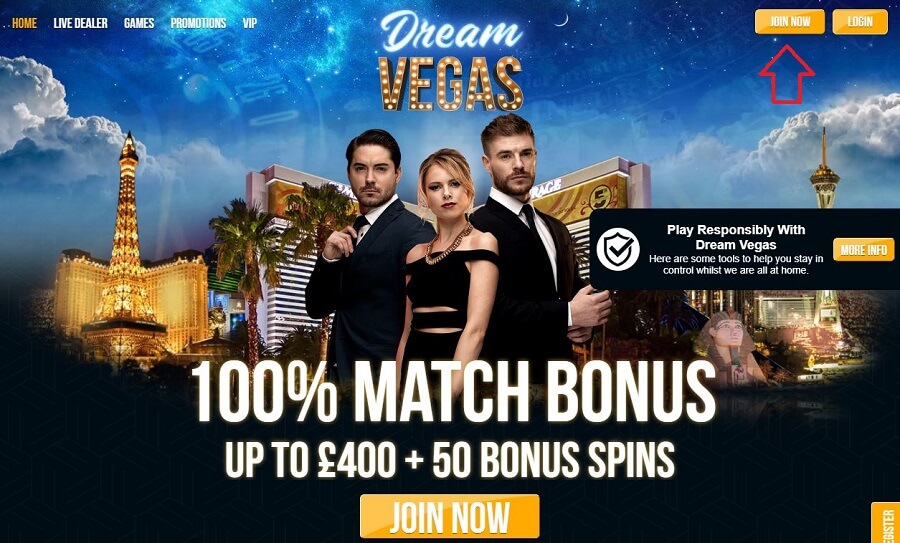 Dream Vegas Registration 1