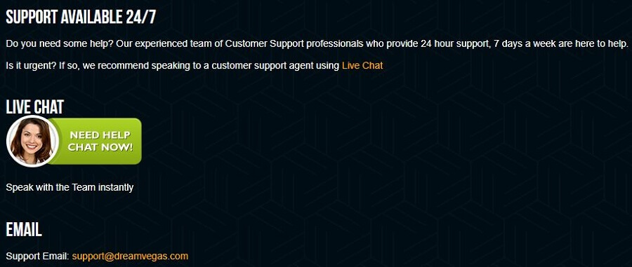 Dream Vegas Support