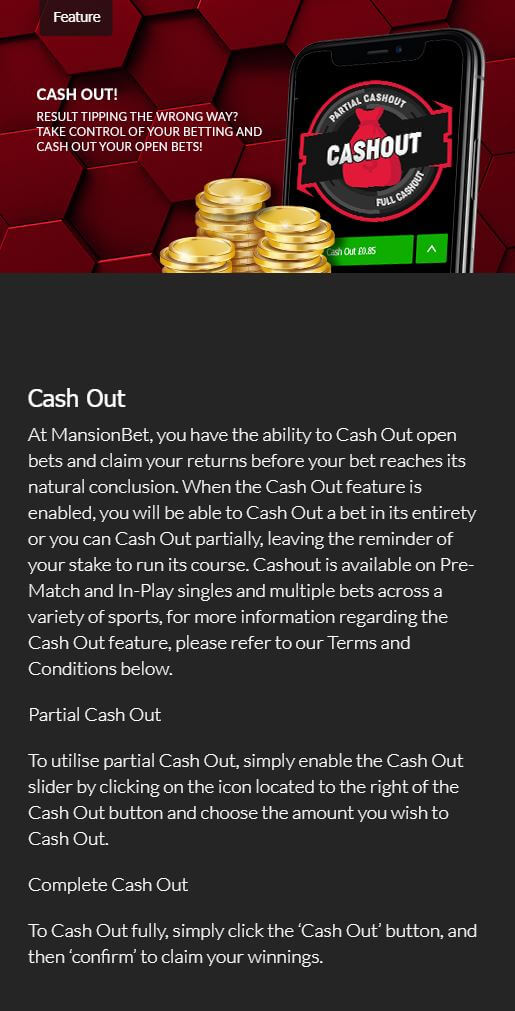 Mansion Bet Cash Out