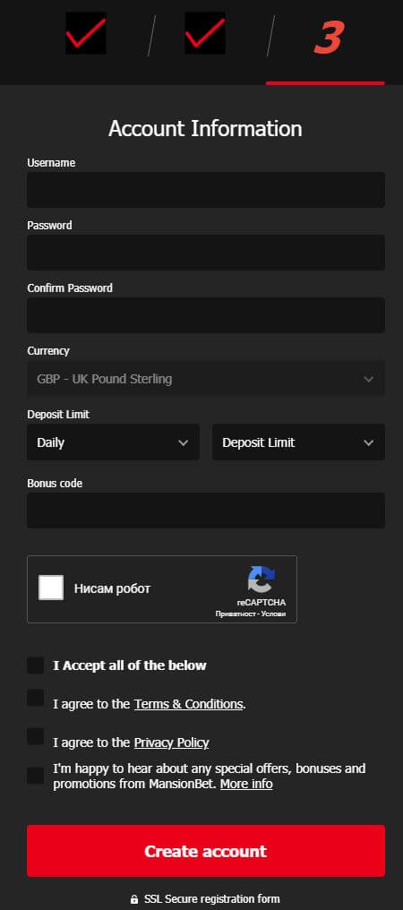 Mansion Bet Registration 4