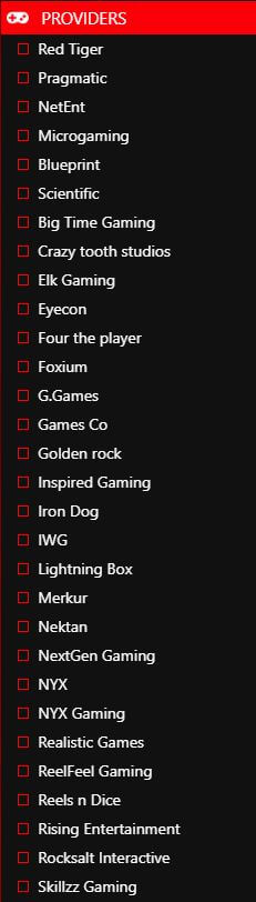Red Spins Game Providers