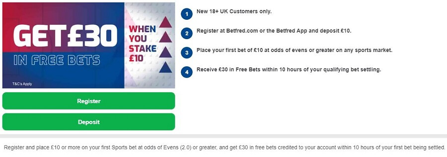 Betfred Welcome Bonus