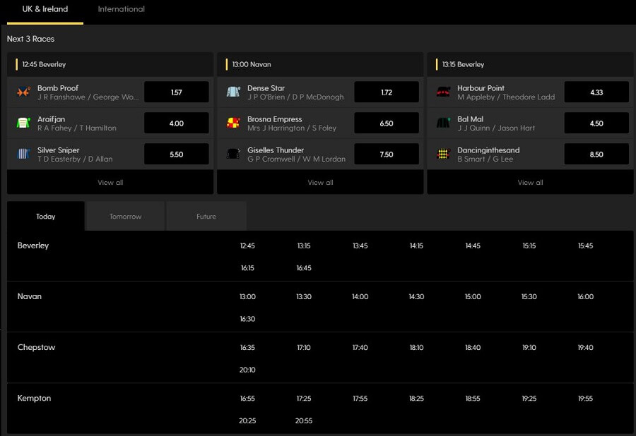 Bethard Betting Options Horse Racing