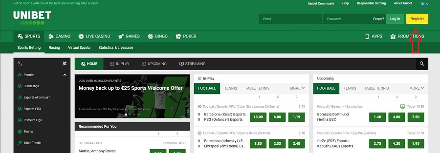 Unibet Registration 1