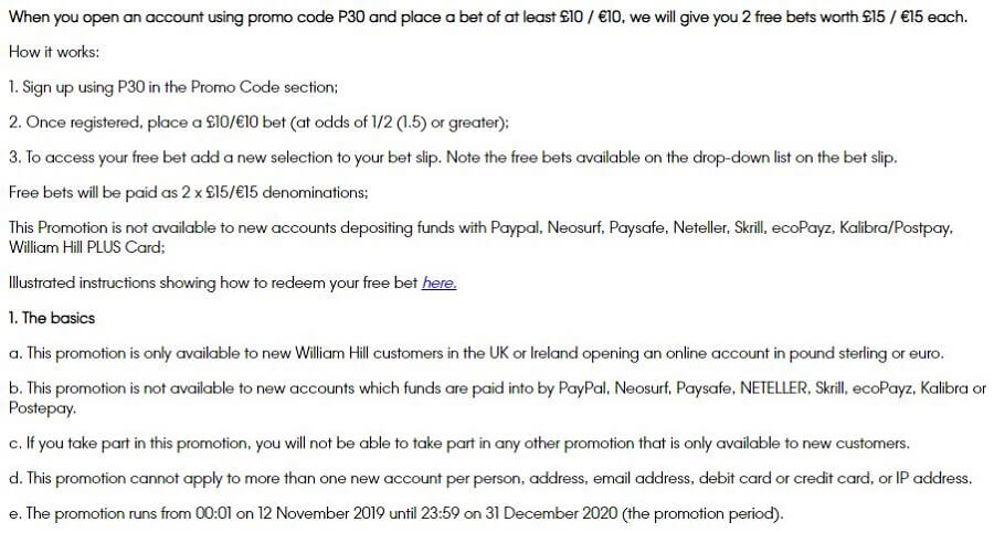 William Hill Welcome Bonus 2