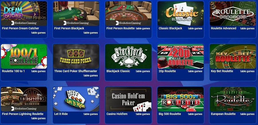 All British Casino Table Games