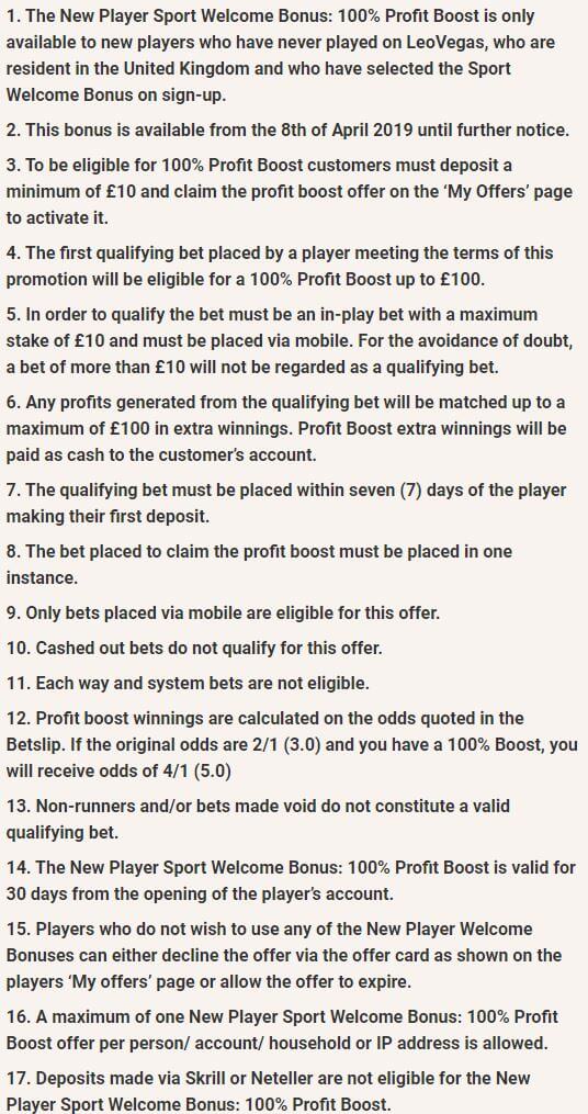 LeoVegas Bookmaker Welcome Bonus 3