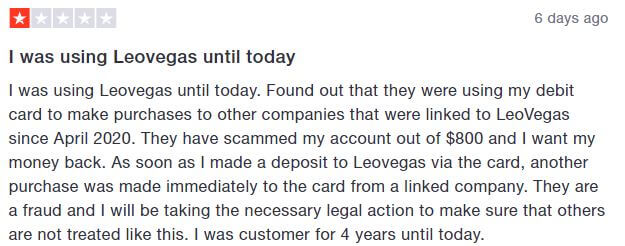 LeoVegas Trustpilot 1