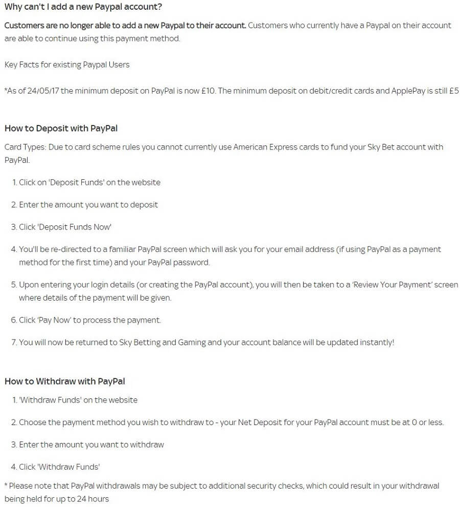 SkyBet Payment Methods 2