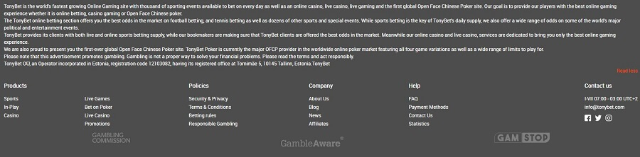 Tonybet Casino Security