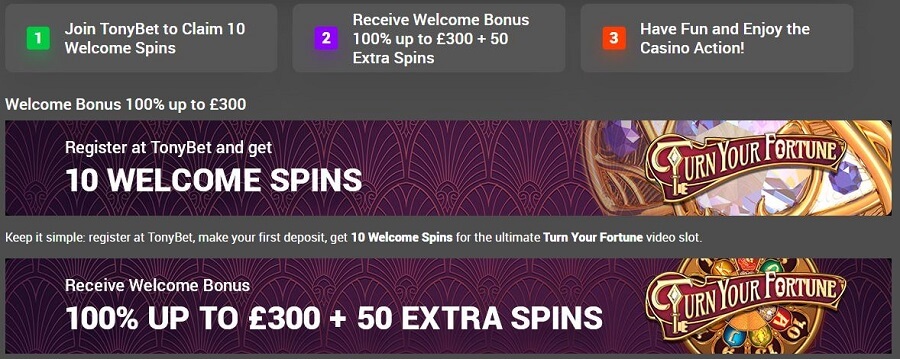 Tonybet Casino Welcome Bonus 2