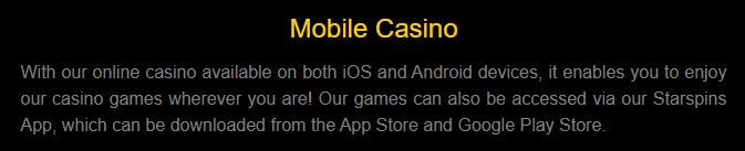 Starspins Casino Mobile
